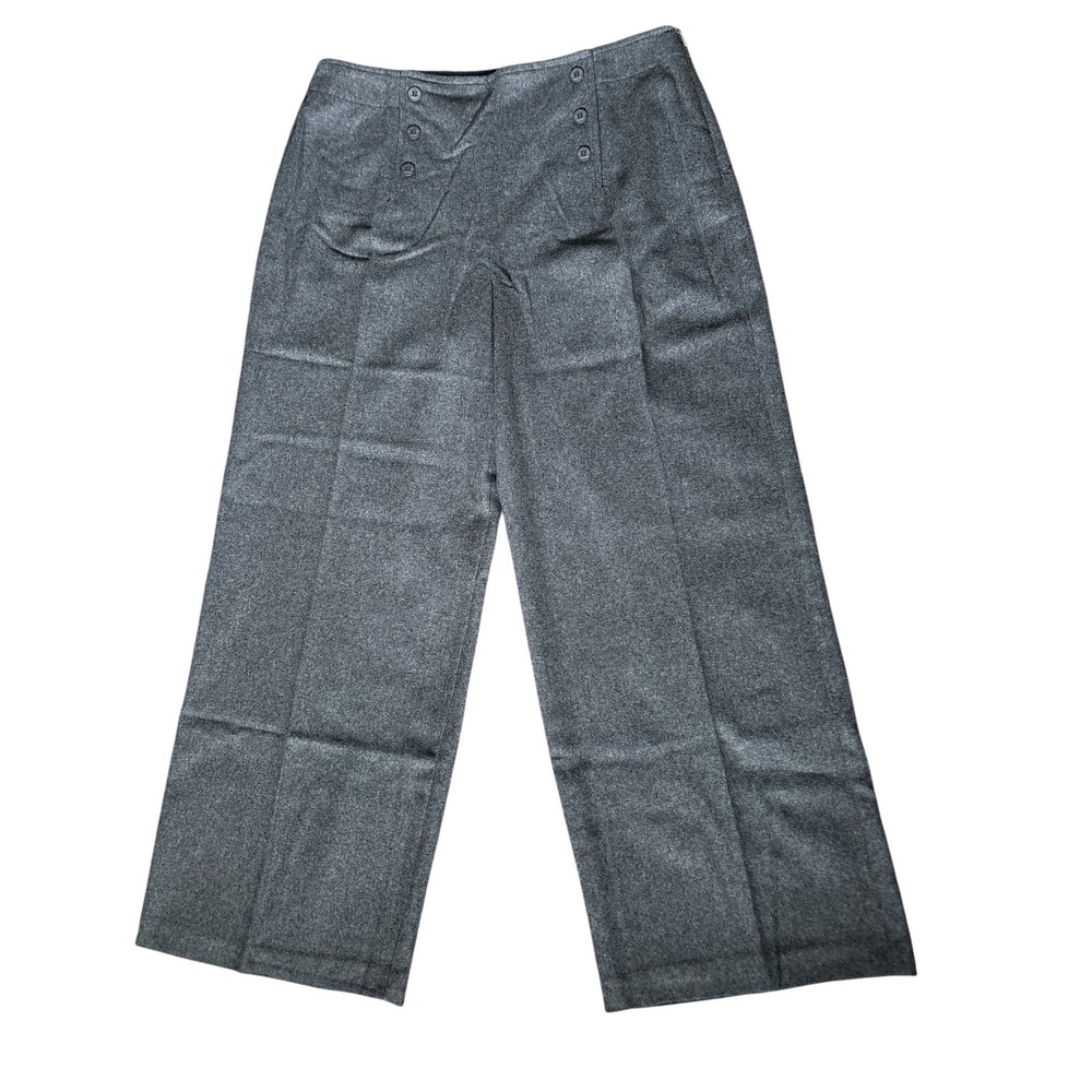 NWOT J.G. Hook Gray Wool High Rise Wide Leg Sailor Pants,Size 14 Petite, Classic